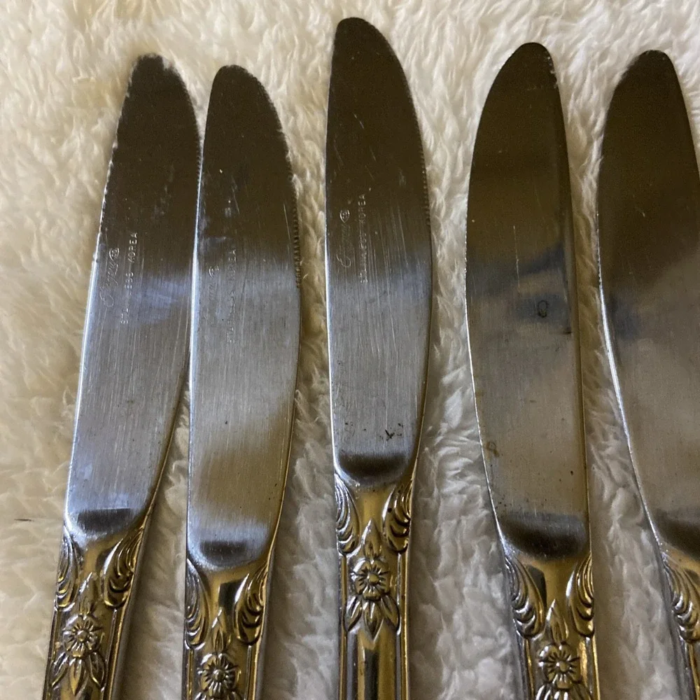 Rogers Stainless Flatware Dream Rose Dinner Knives‎ Knife Butter 8 5/8